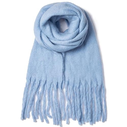 AUSEKALY Women's Scarf Big Colorful Thick Blanket Wrap Winter Oversized Warm Chunky Scarves Solid - Image 1