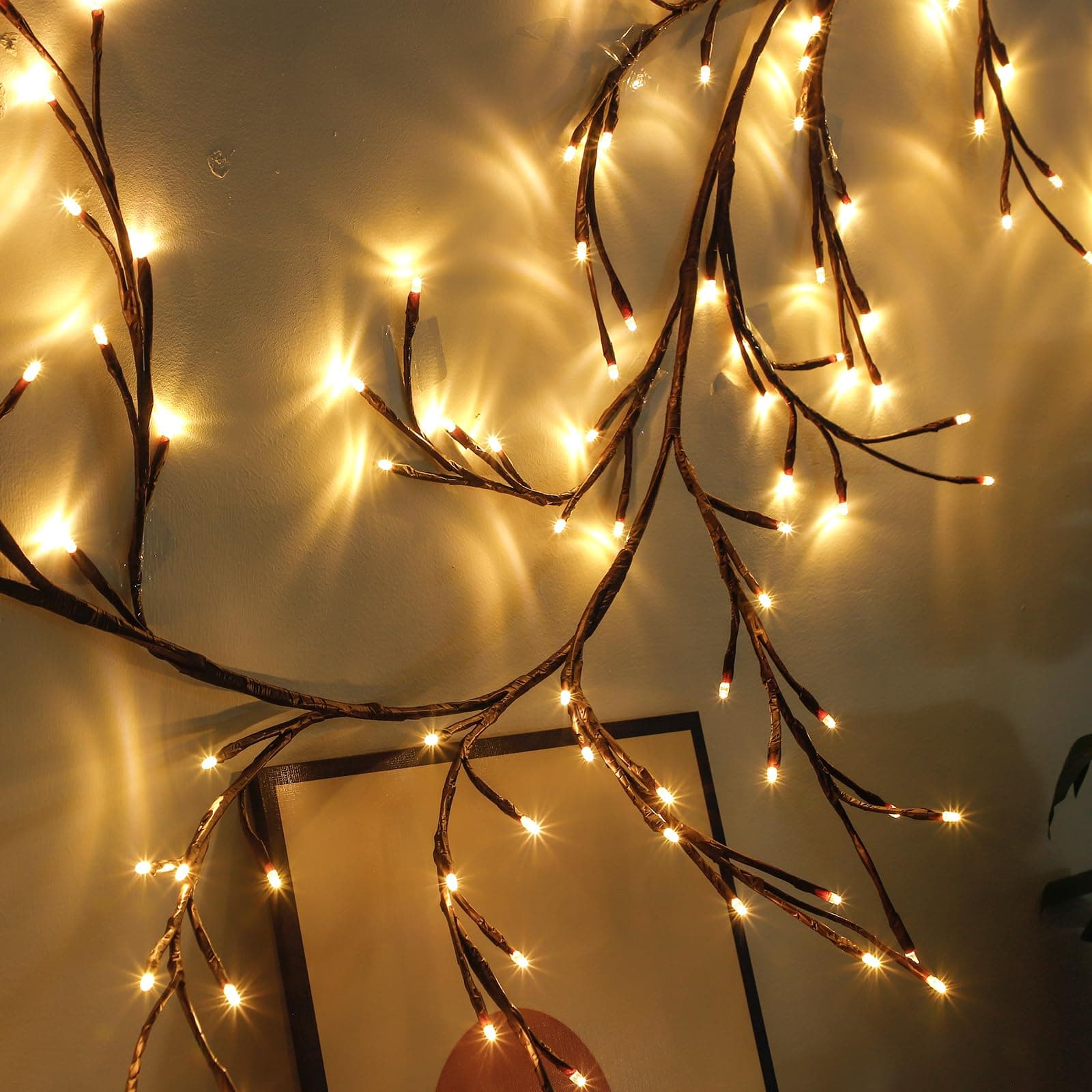 LED Light Tree, Light Trees, Wall Decoration, Home Interior Decoration, 144 LED Folding Lights Artificial Willow, for Wall, Bedroom, Living Room, Indoor Decoration thumbnail 9