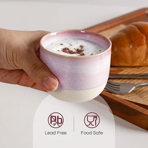 INGOFIN Ceramic Espresso Cup Set - Espresso Cup Set for Coffee and Tea, Espresso Shot Mug, Espresso Mug for Home, Kitchen and Restaurant, Microwave & Freezer Safe, Pack of 4, Pink thumbnail 4