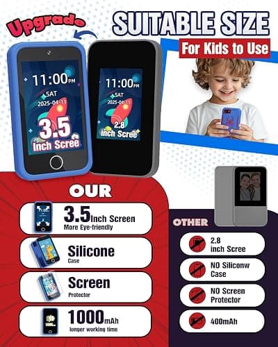 Kids Smart Phone, Spider Toys Phone for Boys 3 4 5 6 7 8 Years Old, Dual Camera, 3.5'' Touchscreen Kid Phones, Educational Toy for Toddler Kids Christmas Birthday Gifts, ABC Learning, Habit Tracker thumbnail 6