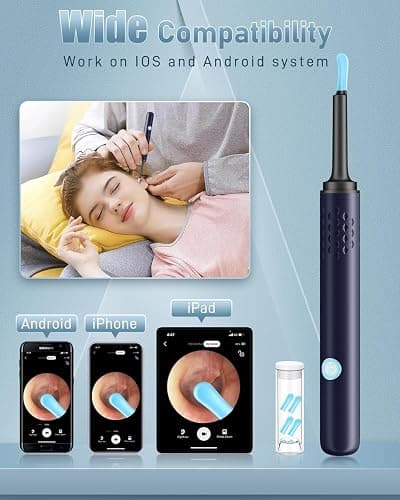 Ear Wax Removal Tool Camera - Ear Cleaner with Camera,1080P Otoscope, Ear Cleaning Tool with 4 Ear Spoon, Ear Camera for iPhone & Android Phones - Blue thumbnail 6