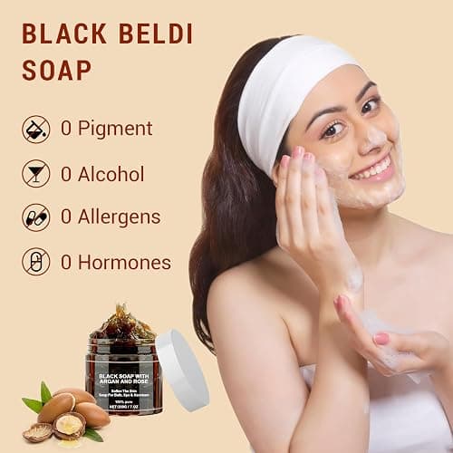atnayo 2 Pcs Moroccan Black Soap, Exfoliating Black Beldi Soap for Deep Cleaning & Body Moisturising thumbnail 7