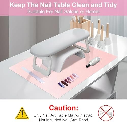 Nail Art Table Mat,Foldable Nail Arm Rest Pad for Nails,Soft Microfiber PU Leather Nail Table Pad, Waterproof Nail Mat For Nail Tech, Manicure Pad for Nail Technician Salon Home-Pink thumbnail 2