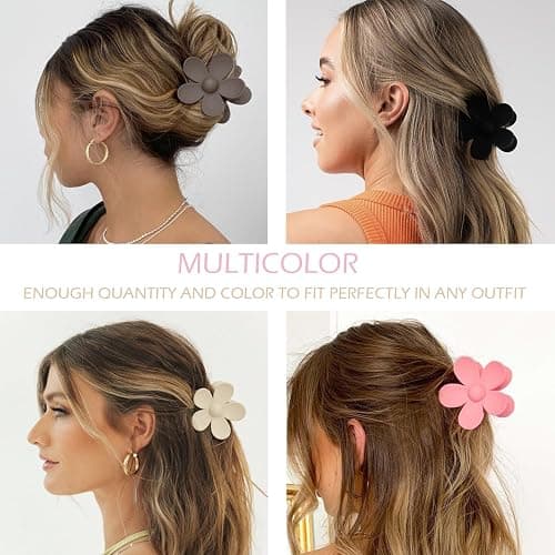 Large Hair Claw Clips, 12 Pack Flower Hair Clips for Thick Hair, Big Square Matte Strong hold for Thin Hair, 3 Styles Claw Hair Clips for Thick Hair thumbnail 3