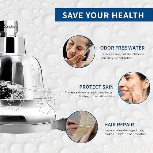 Kangbet Filtered Shower Head - Water Softener Shower Head - Shower Filter for Hard Water Remove | Reduces Impurities Chlorine and Harmful Substances - Chrome thumbnail 4