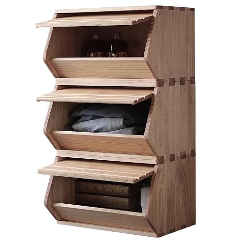 unununu Stackable Solid Wood Storage Chests,Hall Entryway Cabinet,Modular Wooden Multi-use Box,Bins with Lids,Closet Storage Organizers,Drawers,Potato,Onion,Bread,Classify by Items,19.5”W(3 Pack) - Image 1