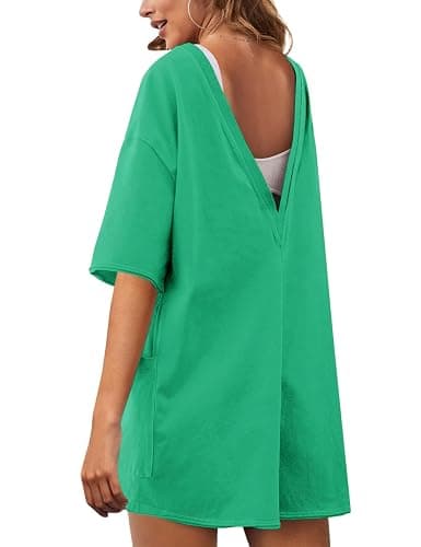 TAQCUX Rompers for Women Athletic Workout Hot Shot Tee Romper Casual Oversized Jumpsuits Overalls thumbnail 2