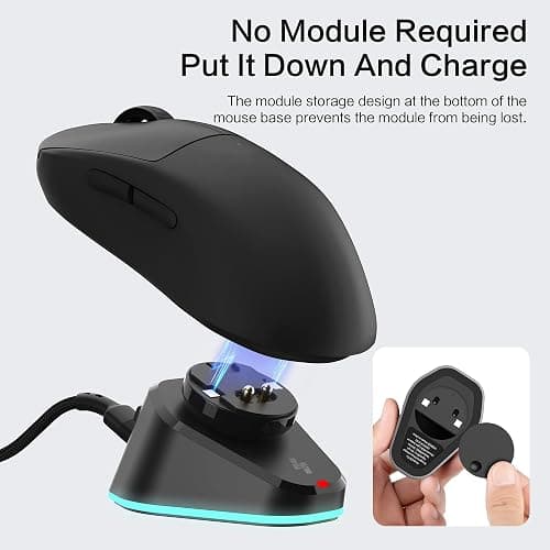 MOSHOU Charging Dock for Logitech Mouse G PRO X Superlight 2/1,G PRO X2 SUPERSTRIKE,G502/G502 X Lightspeed,G502 X Plus,G703/G903 Lightspeed,RGB Light,Computer Mice Powerplay Charging System(Black) thumbnail 5