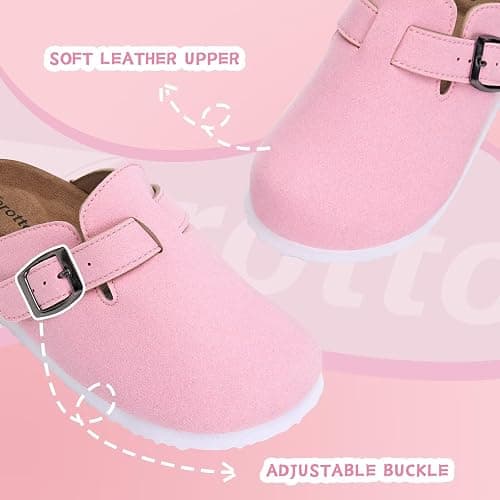 Torotto Kids Suede Clogs Cork Footbed Toddler Slippers with Arch Support & Adjustable Straps for Boys Girls Indoor & Outdoor thumbnail 3