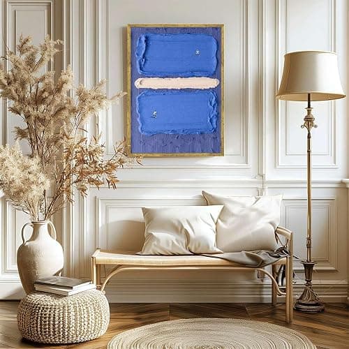 Framed Canvas Wall Art Blue Tennis Court Abstract Oil Painting Poster Art Print Modern Aesthetic Paintings Pictures Prints Trendy Wall Decor for Living Room Bedroom Office Apartment (Framed,12W X16L) thumbnail 6