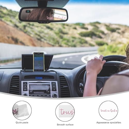 DXNQ 2 PCS Trust in God Rearview Mirror Decals, Automotive Vinyl Rear View Mirror Decorative Stickers, Waterproof Trust in God Stickers for Car Truck Laptop, Car Accessories (Pink) thumbnail 3