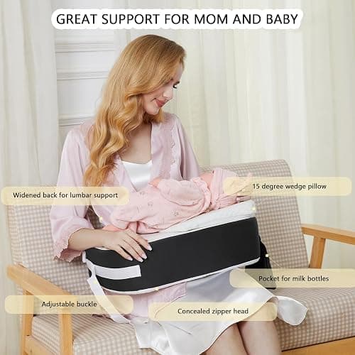 Dresime Stillkissen Klein Baby Ergonomisch Stillhörnchen mit Abnehmbarem Keilkissen Baby Keil Reflux Kissen,Anti-Rutsch,Memory Foam,Verbesserte Körperhaltung Unterstützung thumbnail 5