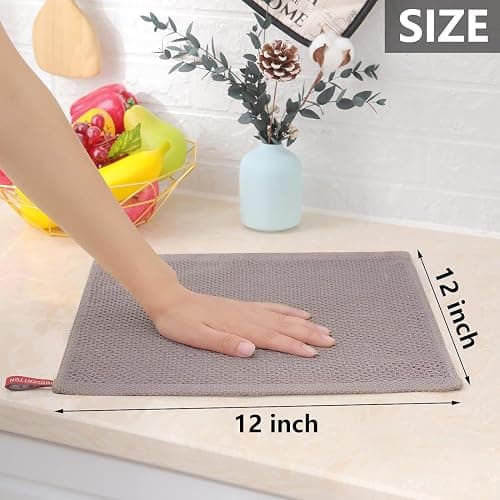 smiry Cotton Kitchen Dish Towels, 12" x 12", 6 Pack Waffle Weave Kitchen Towels, Ultra Soft Absorbent Quick Drying Dish Cloth, Brown thumbnail 3