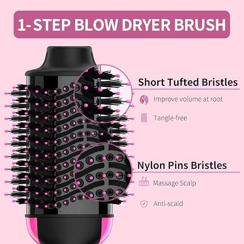 Hair Dryer Brush Blow Dryer in One, Upgraded 4 in 1 Hair Dryer and Styler Volumizer with Negative Ion Anti-frizz Ceramic Titanium Barrel Hot Air Hair Straightener Brush thumbnail 6