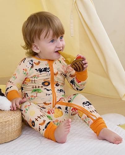 babee Reshinee Bamboo Viscose Baby Convertible Footie Pajama, Zipper Pajamas for Baby Boys & Girls, Sleep & Play Footed thumbnail 7