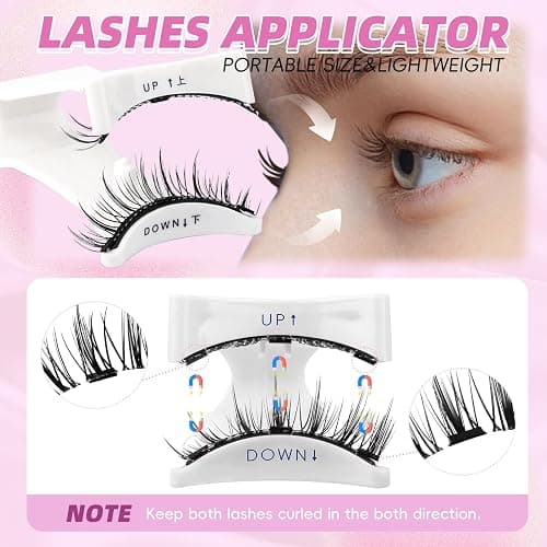 FADLASH Magnetic Eyelashes with Applicator 4 Pairs Magnetic Lashes Natural Look No Glue Needed Reusable Easy to Wear False Eyelashes (604+079+806+B7) thumbnail 3