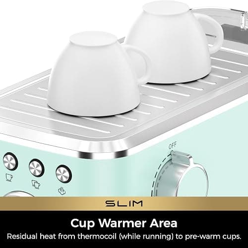 CHULUX Slim Espresso Machine with Milk Frother, 20 Bar Professional Italian Pump Espresso Coffee Machine for Home Cappuccino & Latte Maker, Stainless Steel, Pastel Green thumbnail 7