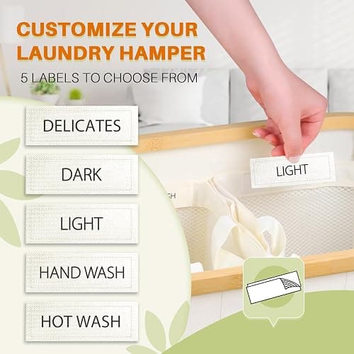 Laundry Hamper 3 Section, 145L Dirty Clothes Hamper with Lid, Extra Large Laundry Basket Organizer with Removable Inner Bags & Labels for Laundry Room, Bedroom, Beige - 145L - Beige thumbnail 5