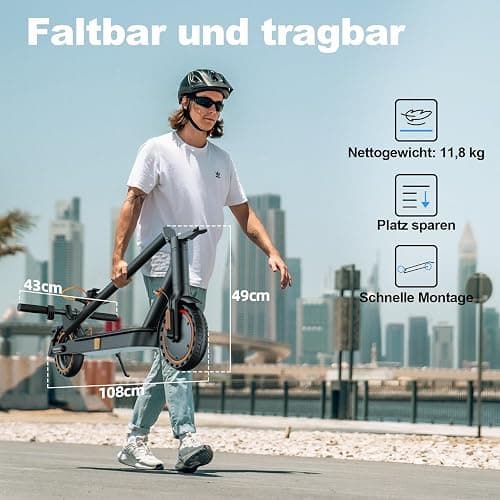 TODIMART E Scooter mit Straßenzulassung T-Serie, 30 km Reichweite, 350W Motor, 8,5 Zoll Wabenreifen, Duales Bremssystem E Roller für Erwachsene thumbnail 6