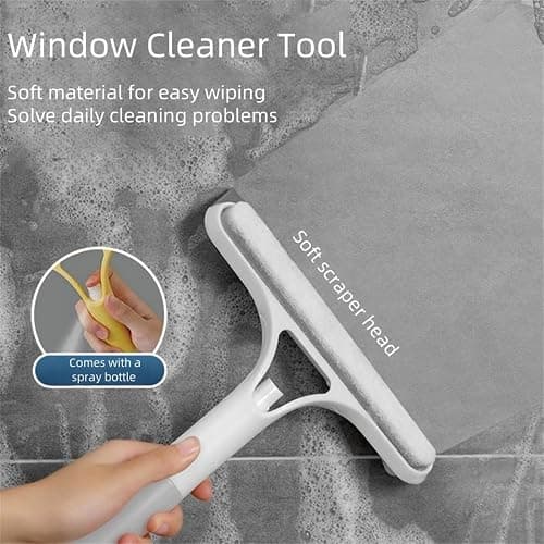 Shower Squeegee for Glass Doors All-Purpose Window Squeegee for Tile Shower Walls Mirror Bathroom Car Window Cleaning (White) thumbnail 6
