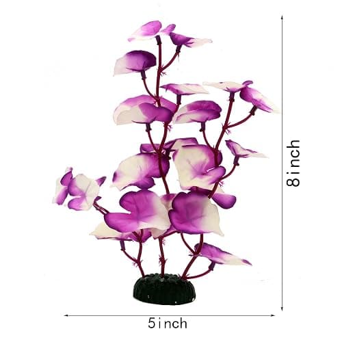 DVHEY Silk Aquarium Plants for Betta Fish Tank, Purple-White, 8 Inch | 2 Pcs, Aquatic Water Grass Decoration, Small thumbnail 2