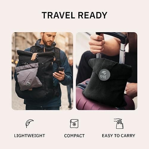 trtl Pillow - Scientifically Proven, Super Soft Neck Support Travel Pillow for Sleeping - Lightweight and Machine Washable - Ergonomic Design for Traveling on Airplanes, Cars, and Trains - Black thumbnail 6