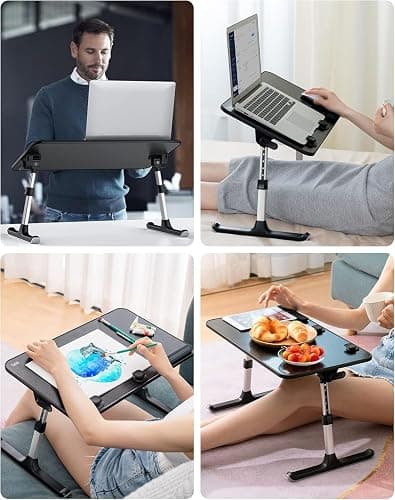 SAIJI Height & Angle Adjustable Laptop Stand for Bed, Lap Desk Bed Tray Table, Light Weight Foldable Portable Laptop Table for Couch Sofa Chair Floor Desk for Adults, Kids (Black) thumbnail 9