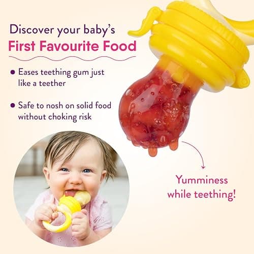 NatureBond Baby Food Feeder/Fruit Feeder Pacifier Nibbler (2 Pack) - Infant Teething Toy Teether Weaning in Appetizing Colors | + Additional Silicone Sacs thumbnail 4
