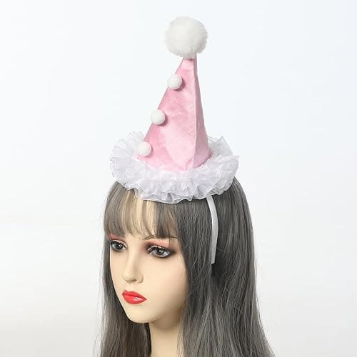 Clown Hat Headband Black and White Mini Jester Costume Accessory | Thick fabric, lightweight, fit for adult, comfortable, suitable party, carnival, Halloween, birthday, renaissance fair thumbnail 4