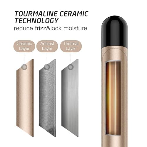 3/4 Inch Curling Iron Professional, Ceramic Tourmaline Curl Wand Barrel, Hair Curler Iron for Short Hair,Glove Include, Glove Include, Gold thumbnail 3