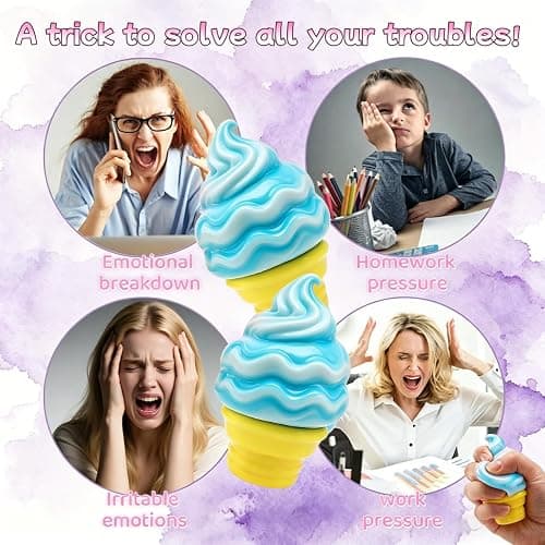 Ice Cream Squishy Toy, Summer Sensory Stress Relief Squeeze Squishy, Popsicle Squishy for Basket Stuffers, Party Favors, Anxiety Relief Everyone, Birthday Gift thumbnail 4