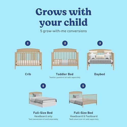 Graco Benton 5-in-1 Convertible Crib (Driftwood) – GREENGUARD Gold Certified, Converts from Baby Crib to Toddler Bed, Daybed and Full-Size Bed, Fits Standard Full-Size Crib Mattress thumbnail 6