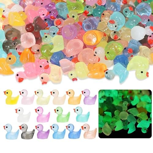 CRTWDMAN 240Pcs Luminous Mini Resin Ducks,Tiny Duck Glow in The Dark,Little Ducks,Small Ducks to Hide,Miniature Figures for Party Favor thumbnail 8