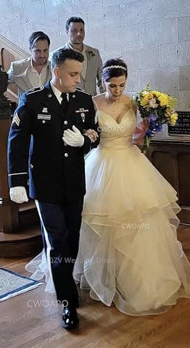 CWOAPO Layered Ruffles Tulle Prom Dresses Spaghetti Strap Ball Gowns Long Elegant V Neck Bow Formal Evening Dresses 2025 - 2 - Sky Blue thumbnail 7
