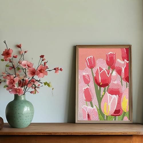 CSZPPQAF 5D Diamond Painting Kits for Adults, Flower Tulips Diamond Art Kits for Adults Beginner, DIY Full Drill Gem Art Paint by Diamonds Dots Crafts Kits for Home Decor 12x16Inch thumbnail 3