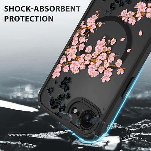 OOK Pink Flowers Phone Case Made for iPhone 16e 2025 and iPhone 17e 2026 | Compatible with MagSafe, Magnetic, Translucent Phone Cover, Soft TPU + Hard PC, Anti-Scratch, Shockproof, for Women thumbnail 4