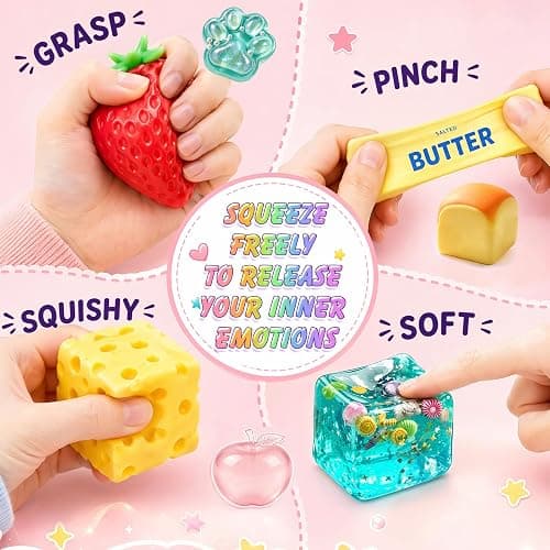 8 PCS Squishy Fun Box Toys Set Cute Taba Slow Return Squishy | Butter, Cheese, Strawberry, Apple Ice Squishys Fidget Toys Stress Relief Hand Relax Desk Decor Party Favor Gifts for Adult thumbnail 3