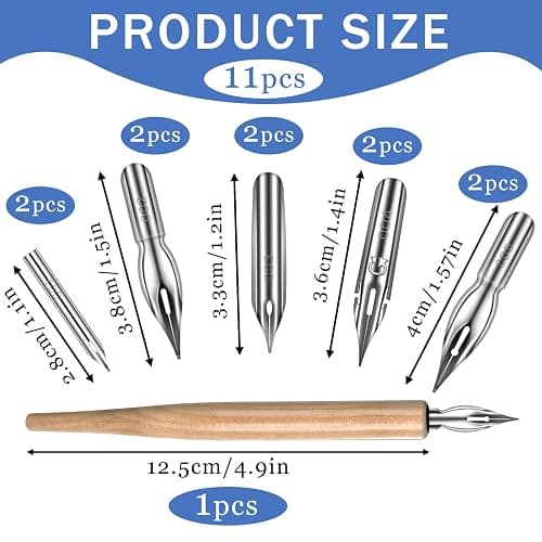 ZEYIYER 11 Pcs Dip Pens, G Pen Ink Nibs, Wooden Drawing Pen Holder with Stainless Steel Dip Pens for Comic, Drawing, Writing, Calligraphy thumbnail 4