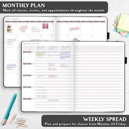 Legend Teacher Planner – Undated Lesson Plan Book for Teachers with Weekly & Monthly Calendars - Classroom Organization & School Year Planner – 8.5”x11.5” Hardcover (Black Debossed) thumbnail 3