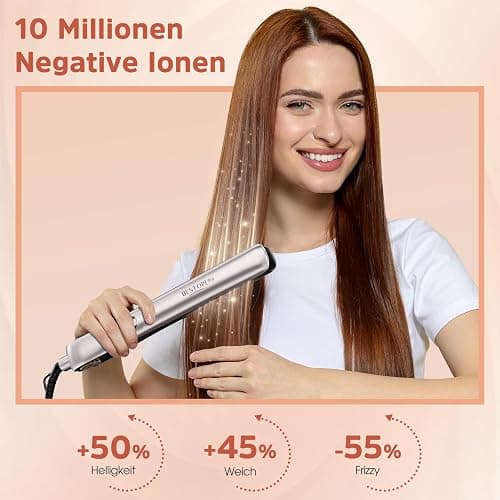 BESTOPE PRO 2 In 1 Glätteisen Locken und Glätten, 15S Schnelle Hitze, Ionenkeramische Haarglätter, Frizz Reduzieren, 3D-Schwebepanel verhindert Haarziehen, LCD-Display, 120-230°C thumbnail 4