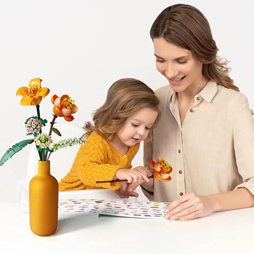 ZIYOSTAR Mini Bricks Flower Bouquet Building Sets, Artificial Flowers, DIY Unique Decoration Home, 456 Pieces Botanical Collection for Ages 8-12 Year Old Girl for Gift (Not Compatible with Lego Set) thumbnail 6