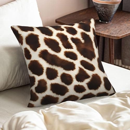 Kuderiy Giraffe Skin Print Throw Pillow Covers 18x18 Set of 2 Jungle Animal Texture Print Decorative Pillows Cases Brown and Beige Square Cushion Covers for Couch Bed Sofa Living Room thumbnail 6