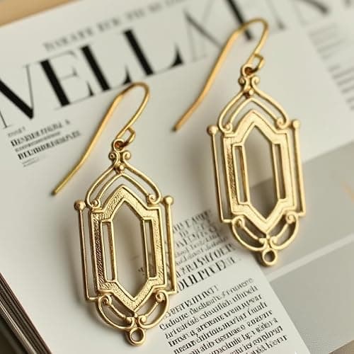 Gold Chandelier Earrings for Women Vintage Art Deco Earrings Gold Statement Drop Jewelry Accessories for Party Holiday Outfits Birthday Gifts Trendy Jewelry Gifts thumbnail 6