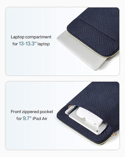 BAGSMART Laptop Case Bag, 13.3 inch Laptop Carrying Sleeve Compatible with 14 Inch MacBook Pro, 13-13.3 inch HP, Dell, Lenovo, Asus Notebook, Navy Blue thumbnail 3
