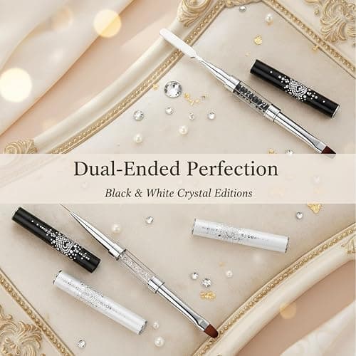 GEMSANVA Double Ended Nail Builder Gel Brush and Palette,French Gel Brush | Flat/Oval Nail Brushes,Liner Brush & Spatula,Nail Design Tools for Salon & DIY Use（3PCS） thumbnail 6