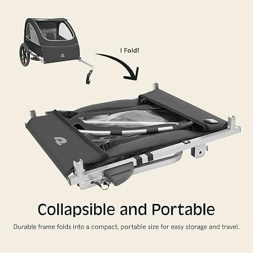 Single & Double Passenger Children’s Foldable/Collapsible Tow Behind Bike Trailer with 16" Wheels, Safety Reflectors & Rear Storage Compartment thumbnail 6