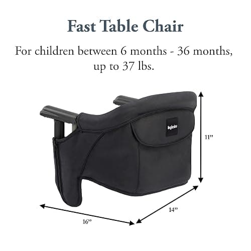 Inglesina Fast Table Chair, Black - Portable Baby High Chair - for Babies & Toddlers up to 37 lbs - Collapsible Design - Fits Tables 0.8'' to 3.5'' Thick - Compact & Easy to Use - Travel Bag Included thumbnail 2