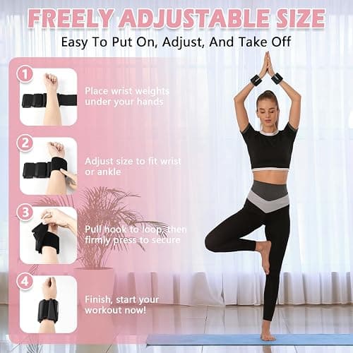 Wrist Ankle Weights for Women Men, Adjustable Silicone Weighted Bangles 2 Lbs Each, Wrist Weights Perfect for Walking, Pilates, Yoga, Barre, Pool, Exercises,Strength Training and Gym (Set of 2) thumbnail 8