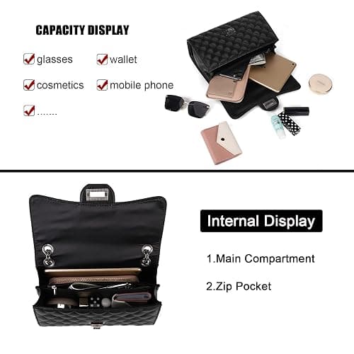 Gladdon Quilted Crossbody Purse for Women Trendy Ladies Shoulder Bag with Chain Designer Purses thumbnail 4