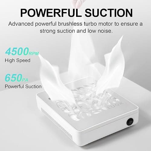L'UGX Professional Nail Dust Collector with 30 Pcs Filter Papers, Powerful Dust Collector Nail Salon, Nail Dust Extractor Manicure Pedicure Tool for Acrylic Nail Polishing, Low Noise thumbnail 3